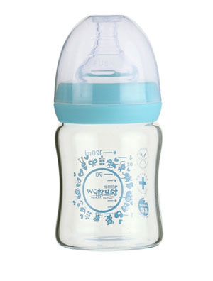 惟特思藍(lán)色晶鉆玻璃印花奶瓶120ml(無(wú)把手)